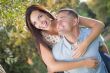 Mixed Race Romantic Couple Portrait in the Park