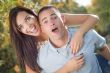 Mixed Race Romantic Couple Portrait in the Park