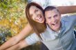 Mixed Race Romantic Couple Portrait in the Park