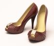 Crocodile leather women`s shoes with high heels