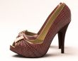 Crocodile leather women`s shoes with high heels
