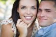 Mixed Race Romantic Couple Portrait in the Park