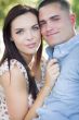 Mixed Race Romantic Couple Portrait in the Park