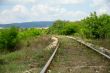 Empty railroad among the trees and grass