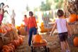 Two Little Girls Pulling Their Pumpkins In A Wagon