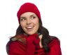 Mixed Race Woman Wearing Mittens and Hat Looks to Side