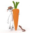 The 3D white little man with carrot.