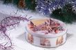 New year`s or Christmas gift in a nice box with the image of win