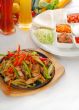 original fajita sizzling hot  on iron plate