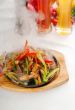 original fajita sizzling hot  on iron plate
