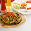 original fajita sizzling hot  on iron plate