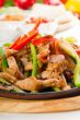 original fajita sizzling hot  on iron plate