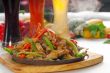 original fajita sizzling hot  on iron plate