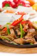 original fajita sizzling hot  on iron plate