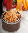 fresh french fries on a bucket