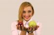 Girl Holding Red And Green Apples