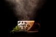 Steaming hot cup of coffee