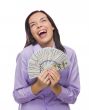 Mixed Race Woman Holding the New One Hundred Dollar Bills