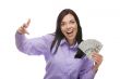 Mixed Race Woman Holding the New One Hundred Dollar Bills