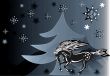 Beautiful abstract background with a horse, tree and snowflakes