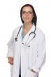 Mixed Race Female Nurse or Doctor Wearing Scrubs and Stethoscope