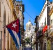 Caribbean Cuba Havana with national flag