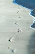 Footprints on a Caribbean beach