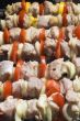 Raw shashlik on a skewer