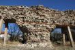 The ancient wall that archaeologists have found.Ancient walls in