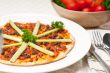 Turkish beef pizza with cucumber on top