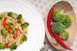 Italian penne pasta with broccoli and chili pepper