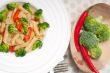 Italian penne pasta with broccoli and chili pepper