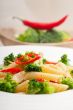 Italian penne pasta with broccoli and chili pepper