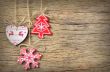 rustic christmas decoration on old wood background
