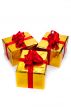 Three gold gift boxes