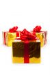 Three gold gift boxes