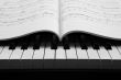 Piano keys and musical book