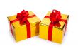 Two gold gift boxes