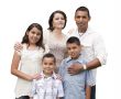 Happy Attractive Hispanic Family Portrait on White
