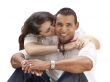 Happy Hispanic Young Couple Isolated on White