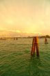 Venice Italy lagune view with bricole