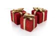 Artificial red gift boxes