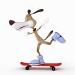 3d dog on a skateboard.