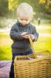 Blonde Baby Boy Opening Picnic Basket Outdoors at the Park