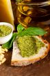 Italian basil pesto bruschetta ingredients