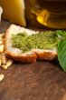 Italian basil pesto bruschetta ingredients