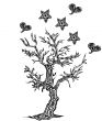 Tree with hearts and stars on a white background in tattoo style
