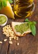 Italian basil pesto bruschetta ingredients