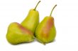 Three large pears on a white background