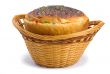 Easter bread in a basket on a white background